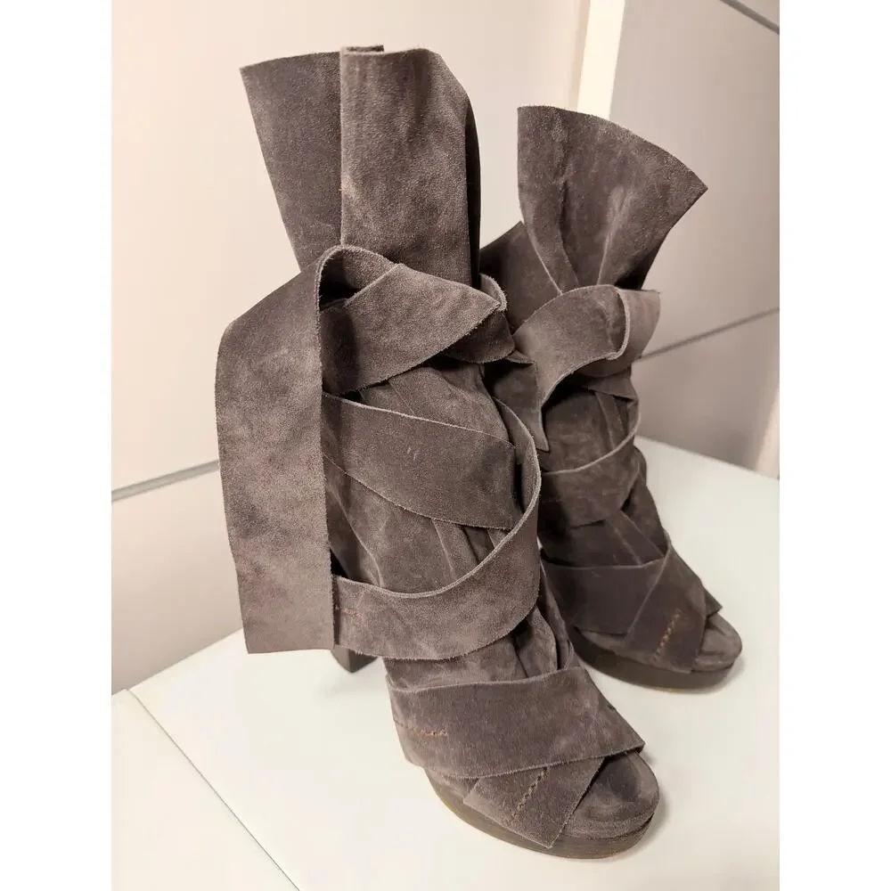 Chloe Suede Open-Toe Ankle Boots - Platform & Chunky Heel